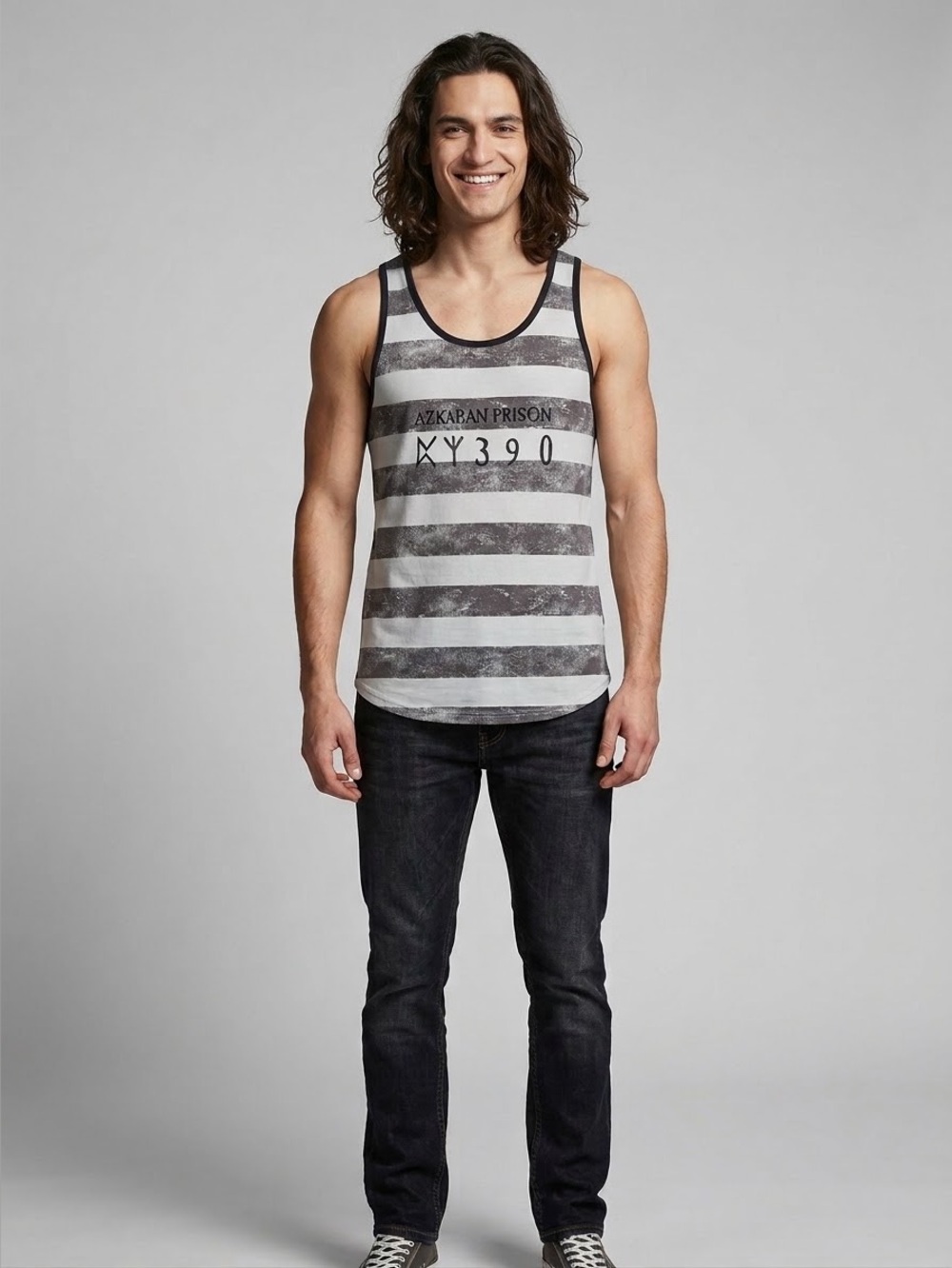 Warner Bros. Harry Potter Striped Tank Top - Azkaban Prison Graphic Size Men's S